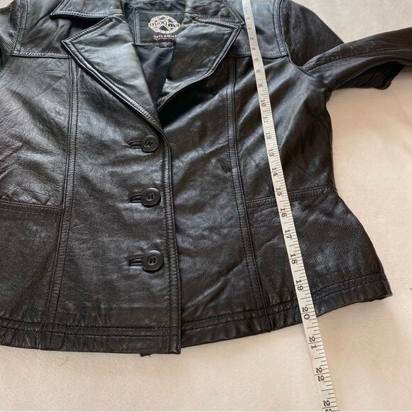 Y2K Wilson Vintage Maxima Black Leather Jacket Size Small - Picture 14 of 15
